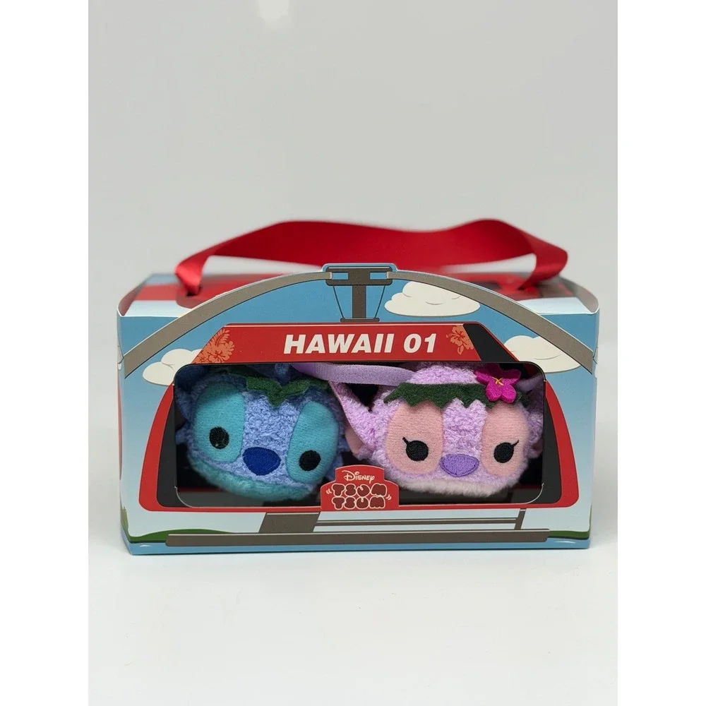 Disney Tsum Tsum Plush Hawaii Stitch Angel Hula Set Blue Pink NIB Collectible 01
